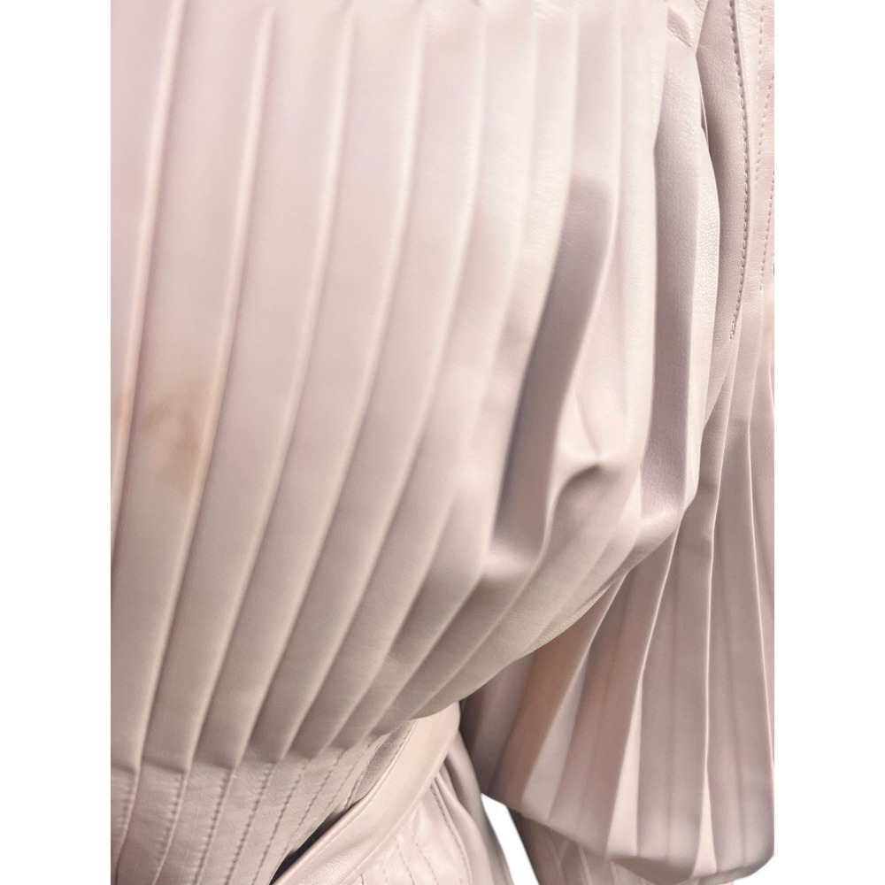 Huishan Zhang Dress Long Maxi Gown Pleated Vegan Leather Blush Long Sleeve 10 - Picture 8 of 16